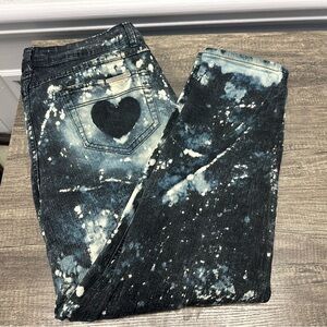 Custom Ashley Stewart Reverse Tie Dye Boyfriend Jeans Heart Accent Jeans (1052)